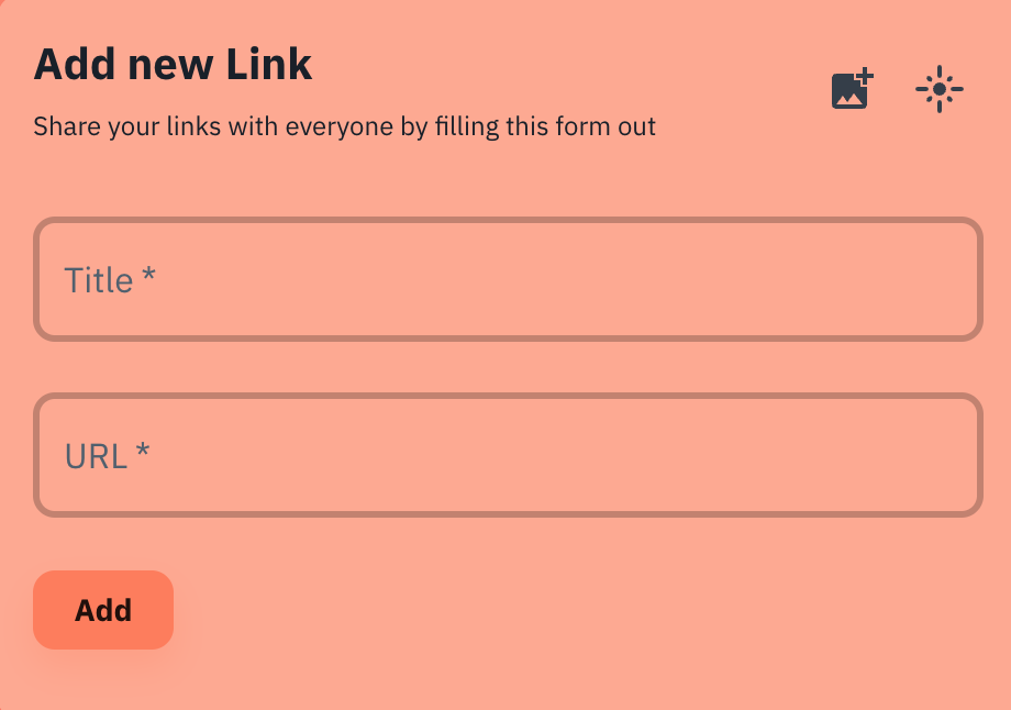 Add new link form