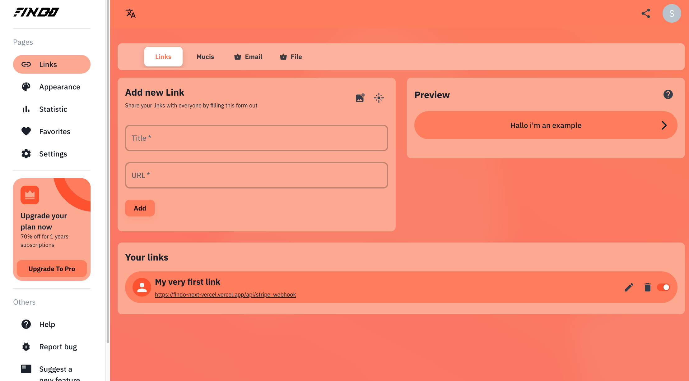 Dashboard link