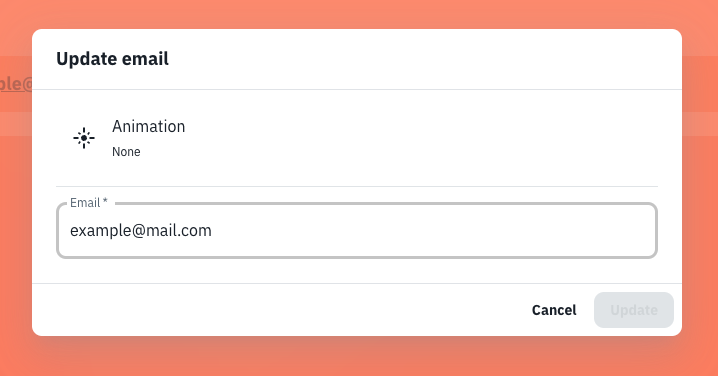 update email modal