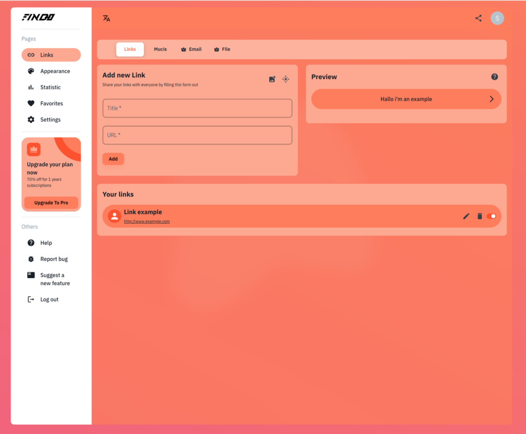 Dashboard link