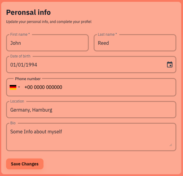 Personal info form