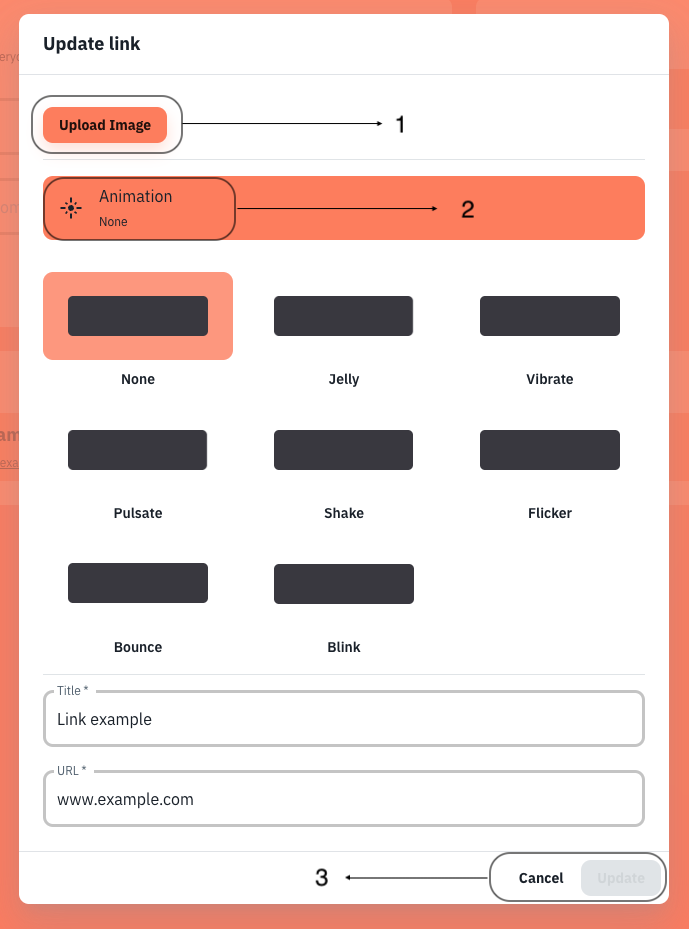 Update link modal