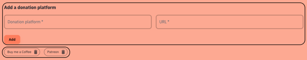 Donation platform form